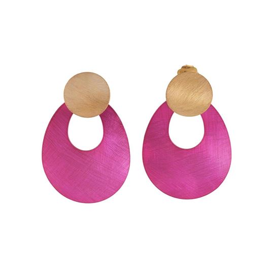 Picture of Pendientes Bamboo plata chapado dorado circulo y ovalo