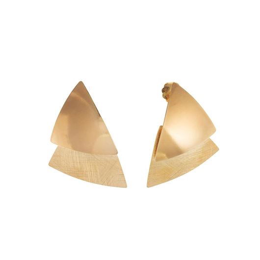 Foto de Pendientes Bamboo plata chapado dorado triangulo uno liso