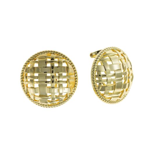 Picture of Pendientes Grace J. metal chapado dorado circulo cuadros madras