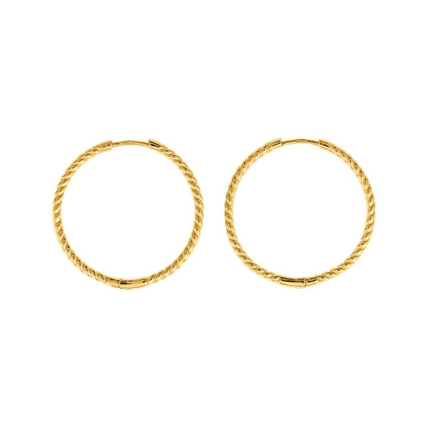 Foto de Pendientes Hoops plata chapado dorado aro gallonado