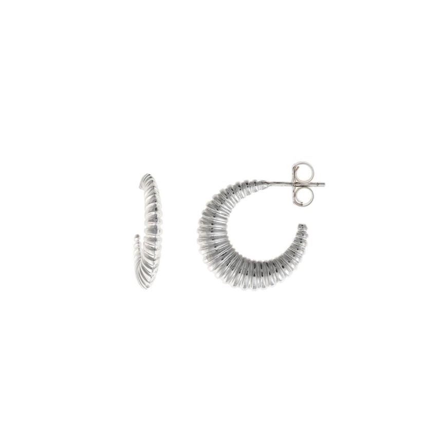 Picture of Pendientes Hoops plata rodio aro estriado