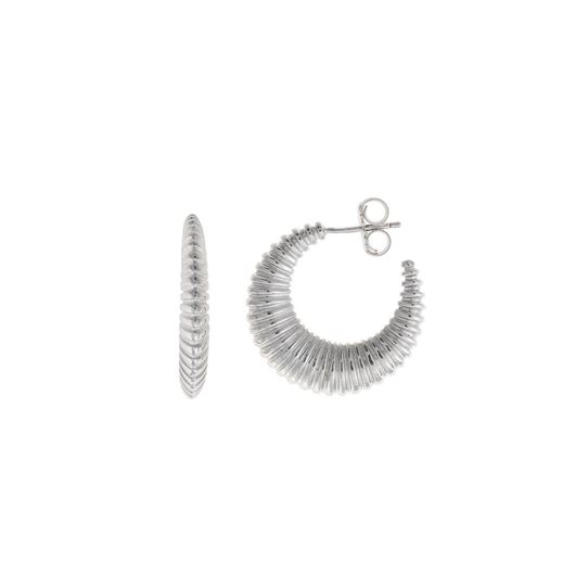 Picture of Pendientes Hoops plata rodio aro estriado