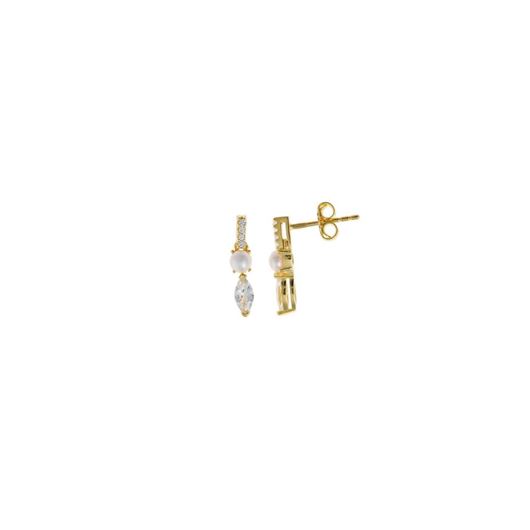 Picture of Pendientes Minijewels plata chapado dorado barra circonitas blancas