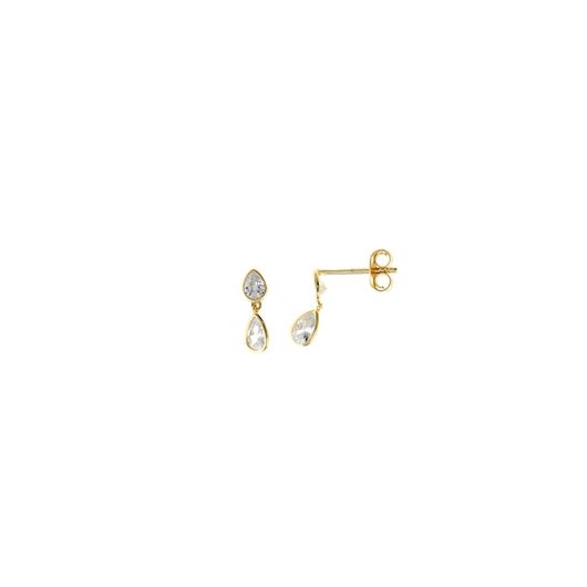 Picture of Pendientes Minijewels plata chapado dorado dos circonitas blancas talla pera