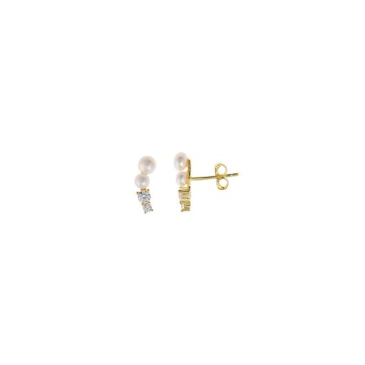 Picture of Pendientes Minijewels plata chapado dorado dos perlas dos