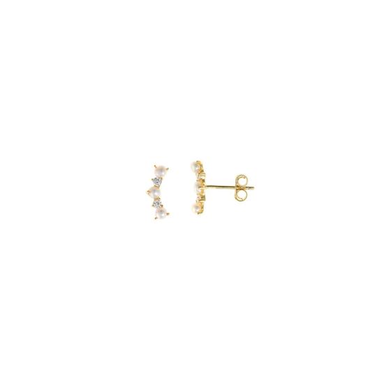 Picture of Pendientes Minijewels plata chapado dorado tres perlas dos