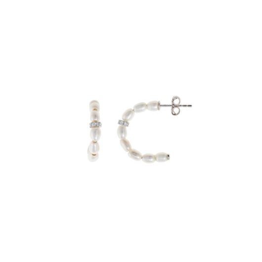 Picture of Pendientes Minijewels plata rodio aros perlas rice anilla