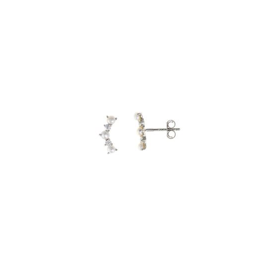 Picture of Pendientes Minijewels plata rodio tres perlas dos circonitas