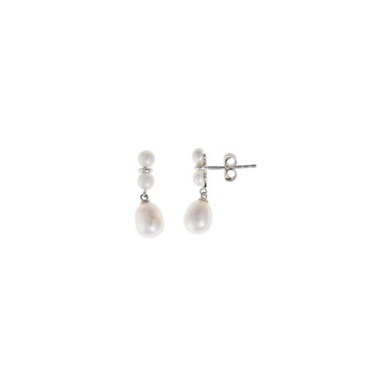 Picture of Pendientes Minijewels plata rodio tres perlas redondas