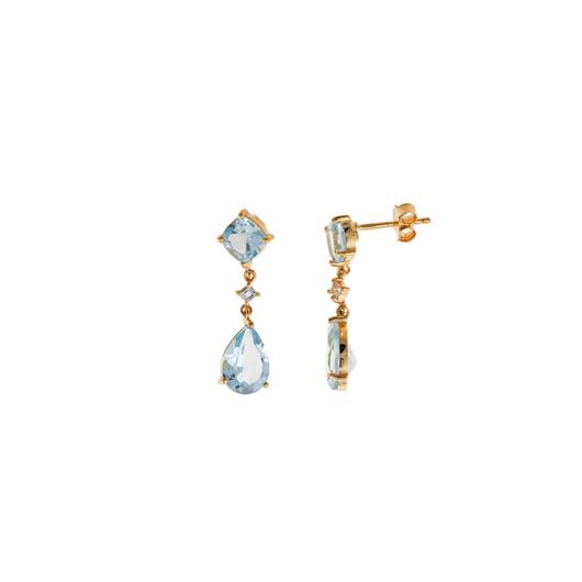 Picture of Pendientes plata chapado dorado topacio azul facetada