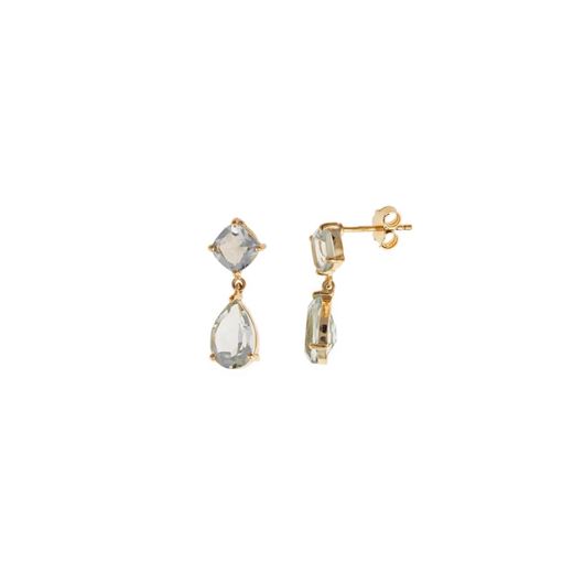 Picture of Pendientes plata chapado dorado verde amatista facetada