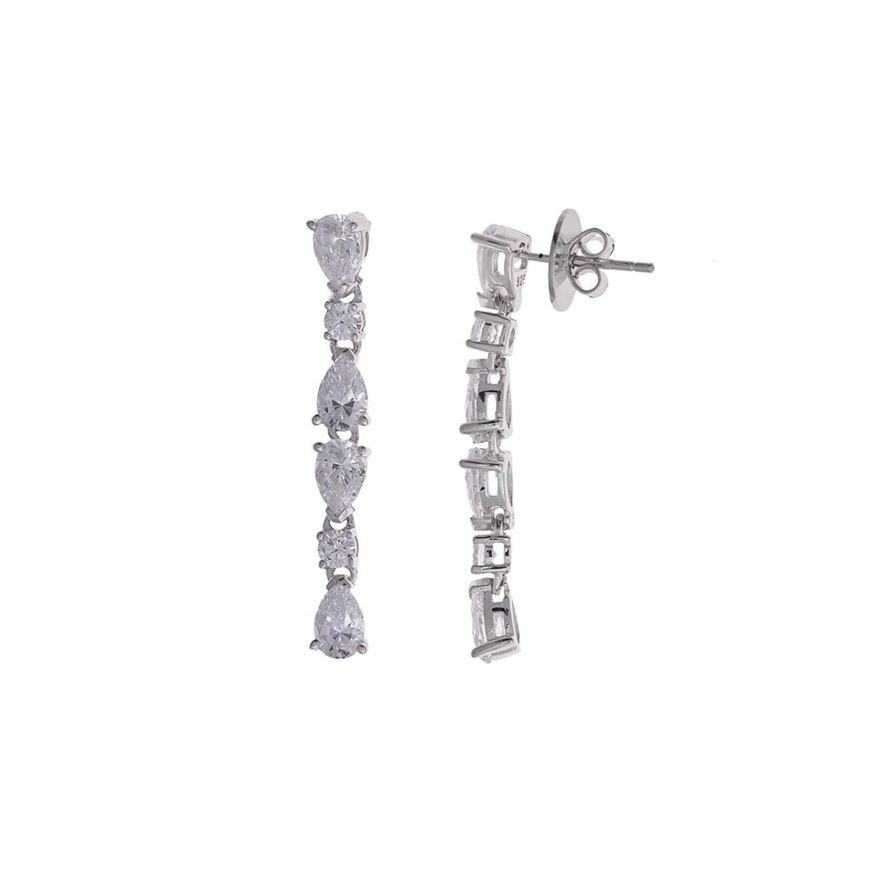 Picture of Pendientes plata rodio circonitas blancas peras y brillantes