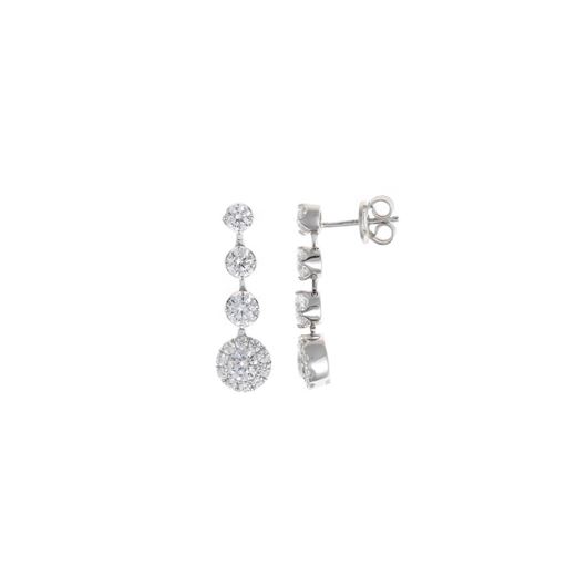 Foto de Pendientes Wedding plata rodio tira cuatro circonitas blancas