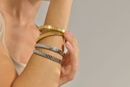 Foto de Pulsera He/r acero chapado dorado prismas liso ajustable