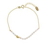 Foto de Pulsera Minijewels plata chapado dorado perlas rice