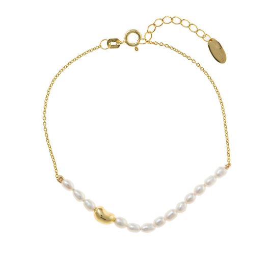 Foto de Pulsera Minijewels plata chapado dorado perlas rice