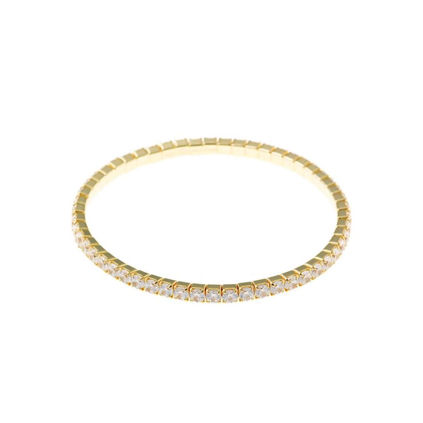 Foto de Pulsera plata chapado dorado circonitas blancas brillantes