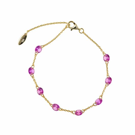 Foto de Pulsera Vibrant plata chapado dorado circonitas rubi brillantes