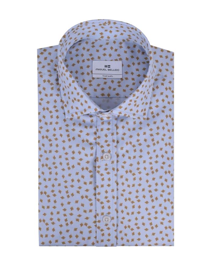 Picture of Camisa azul estampado hojas