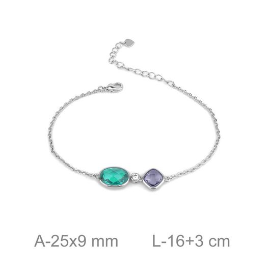 Foto de Pulsera de plata baño rodio con circonitas amatista y turquesa