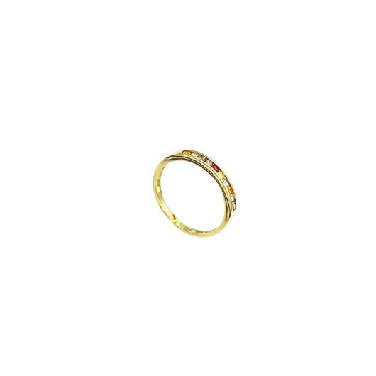 Foto de Anillo carril de circonitas multicolor en oro amarillo 18kt