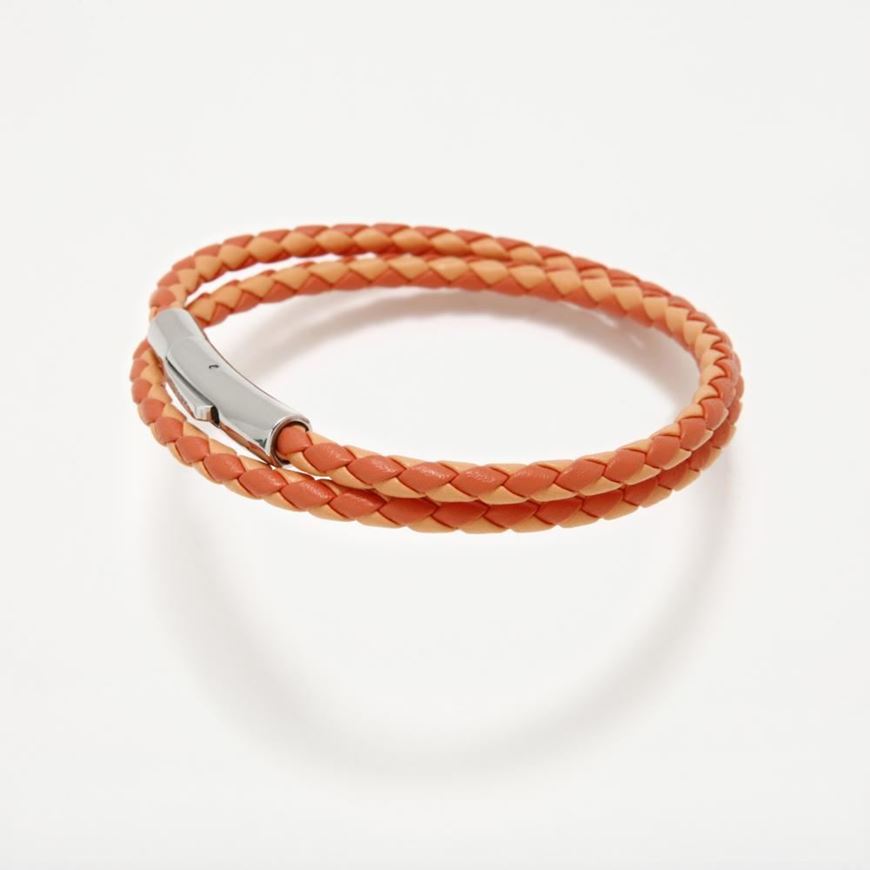 Picture of Pulsera Pertegaz cuero trenzado mandarina dos vueltas