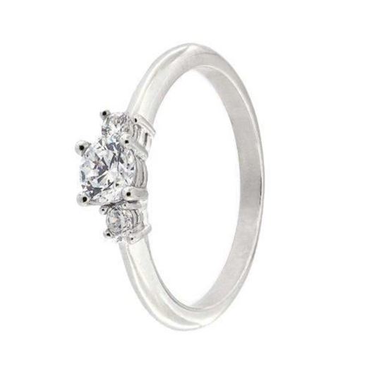 Foto de Sortija tresillo en oro blanco 18kt y 3 brillantes 0,30ct, Color H, Pureza VSI
