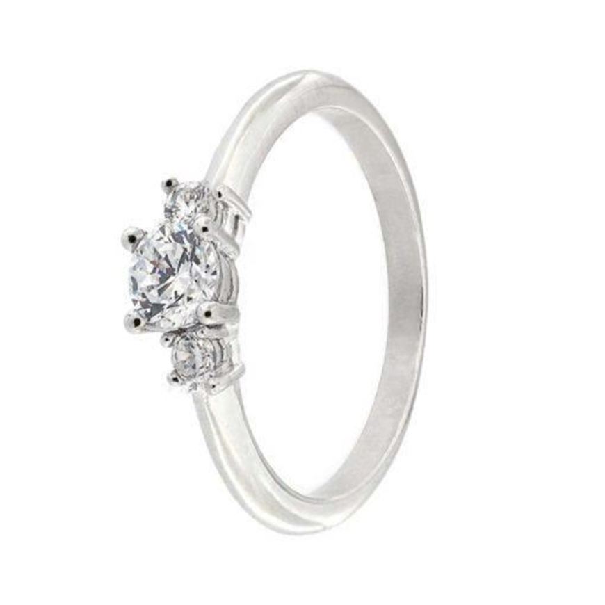 Foto de Sortija tresillo en oro blanco 18kt y 3 brillantes 0,30ct, Color H, Pureza VSI