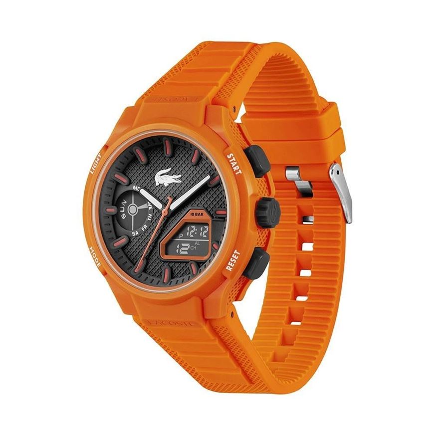 Foto de Reloj Lacoste multifunción correa de silicona naranja y negro