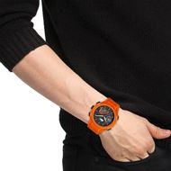 Foto de Reloj Lacoste multifunción correa de silicona naranja y negro