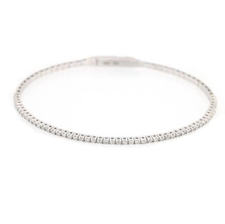 Foto de Pulsera caña flexible de oro blanco 18kt y 51 brillantes de 0,51ct total