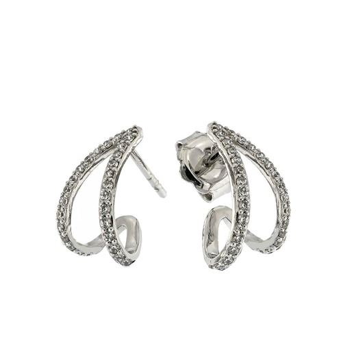 Picture of Pendientes doble barra de oro blanco 18kt y 58 brillantes de 046ct total