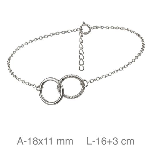 Foto de Pulsera dos aros de plata entrelazados