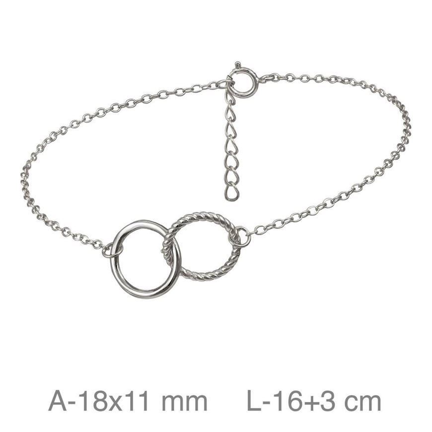 Foto de Pulsera dos aros de plata entrelazados