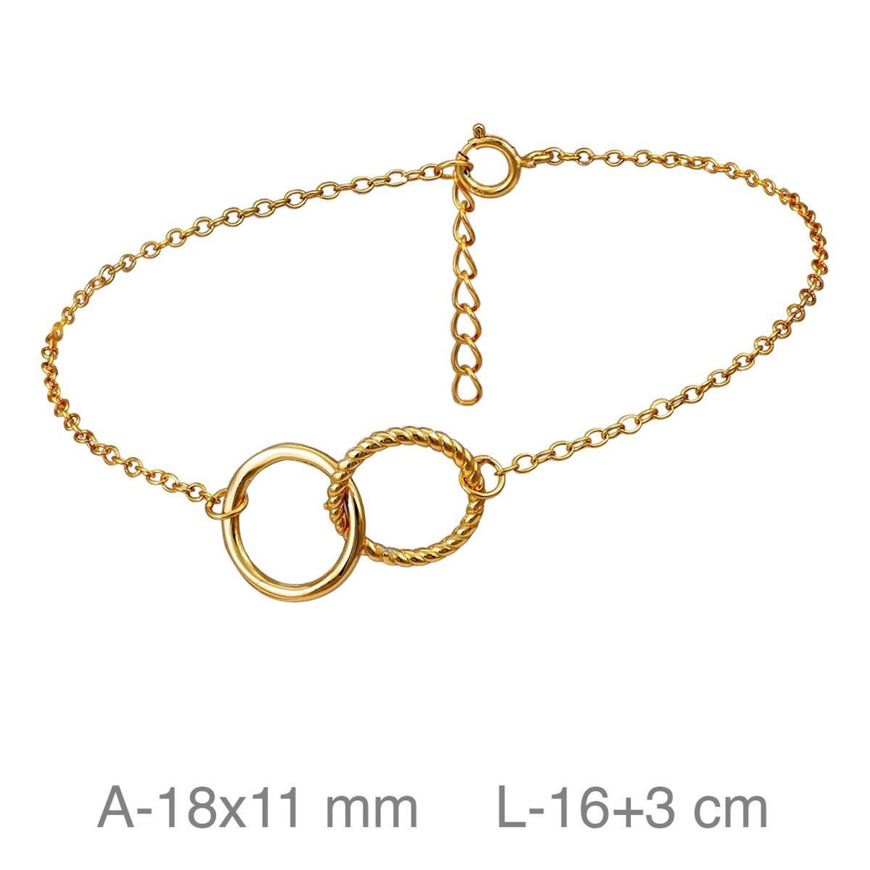 Foto de Pulsera de plata con baño de oro circulos entrelazados