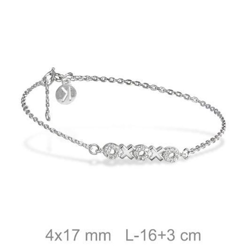 Foto de Pulsera de plata Kisses & Hugs con circonitas