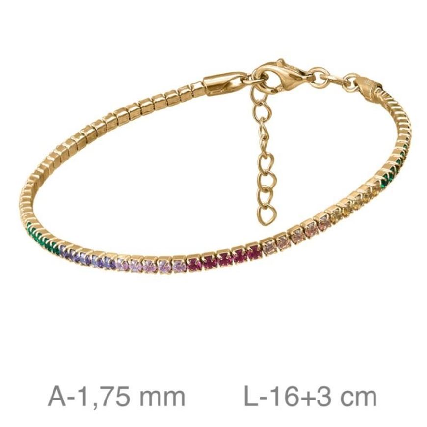 Foto de Pulsera plata baño oro estilo riviere circonitas arco iris