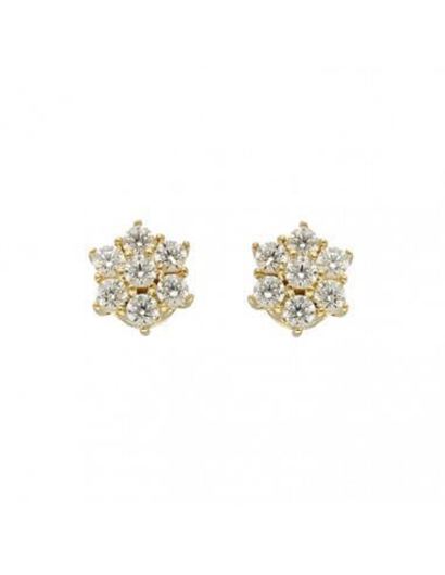 Foto de Pendientes oro amarillo 18kt flor con circonitas