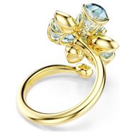 Foto de Anillo abierto Idyllia Tallas mixtas, Flor, Azul, Baño tono oro Talla 52