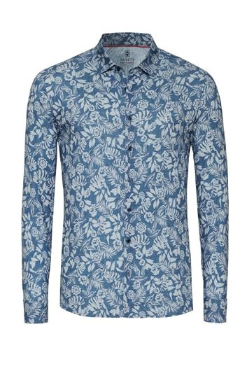 Foto de Camisa estampado floral hojas azules slim fit