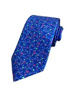 Foto de Corbata seda azul eléctrico estampado flores