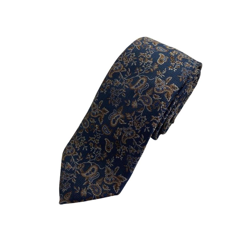 Foto de Corbata azul verdoso con estampado floral paysley