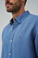 Foto de Camisa regular fit en mezcla de lino color azul denim