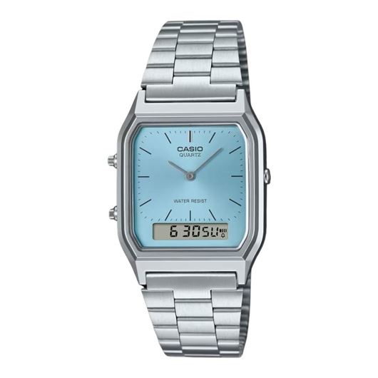 Foto de Reloj unisex plateado con esfera azul