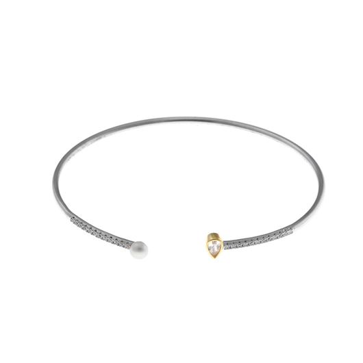 Foto de Pulsera Héritière brazalete plata chapado rodio y dorado