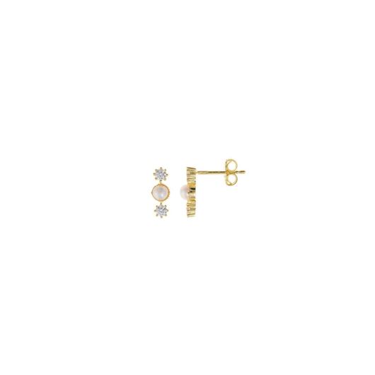 Foto de Pendientes Minijewels plata chapado dorado perla dos circonitas