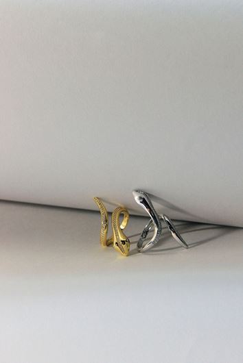 Foto de Sortija Jungle plata rodio serpiente circonitas blancas