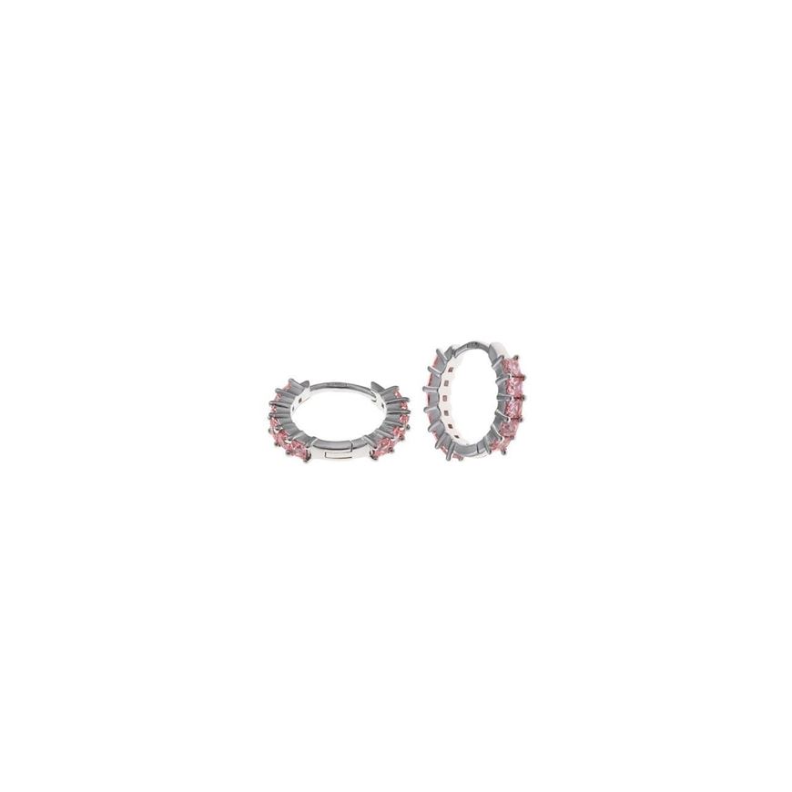 Foto de Pendientes plata rodio aros circonitas rosas