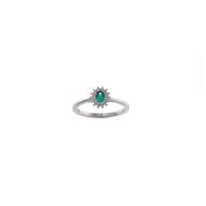 Foto de Sortija Crown plata rodio circonita verde esmeralda ovalada