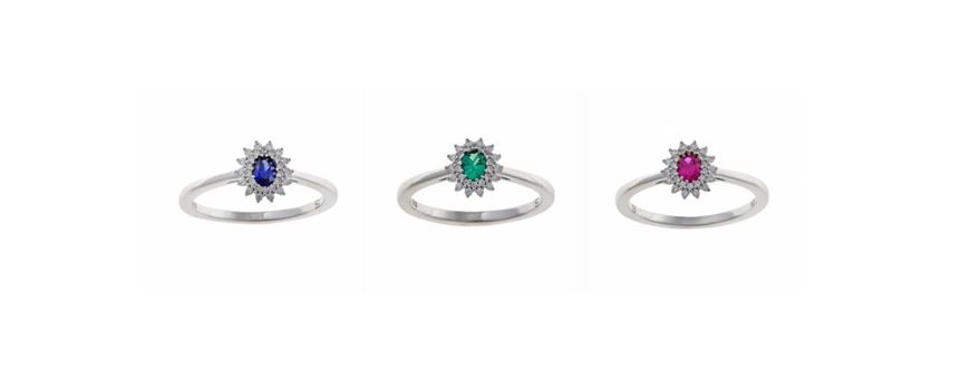 Foto de Sortija Crown plata rodio circonita verde esmeralda ovalada